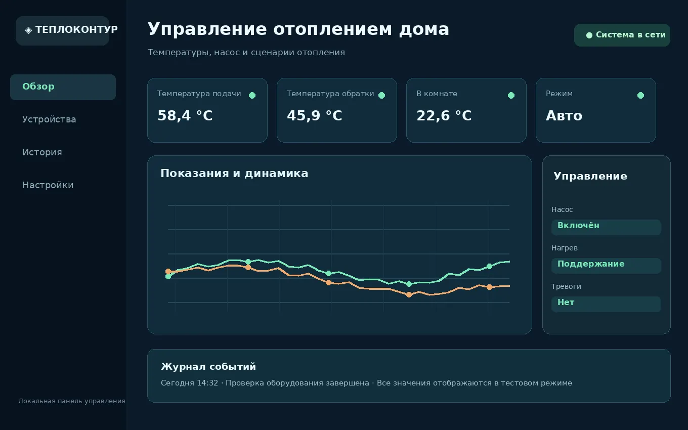 Управление отоплением дома: разработанный демонстрационный макет