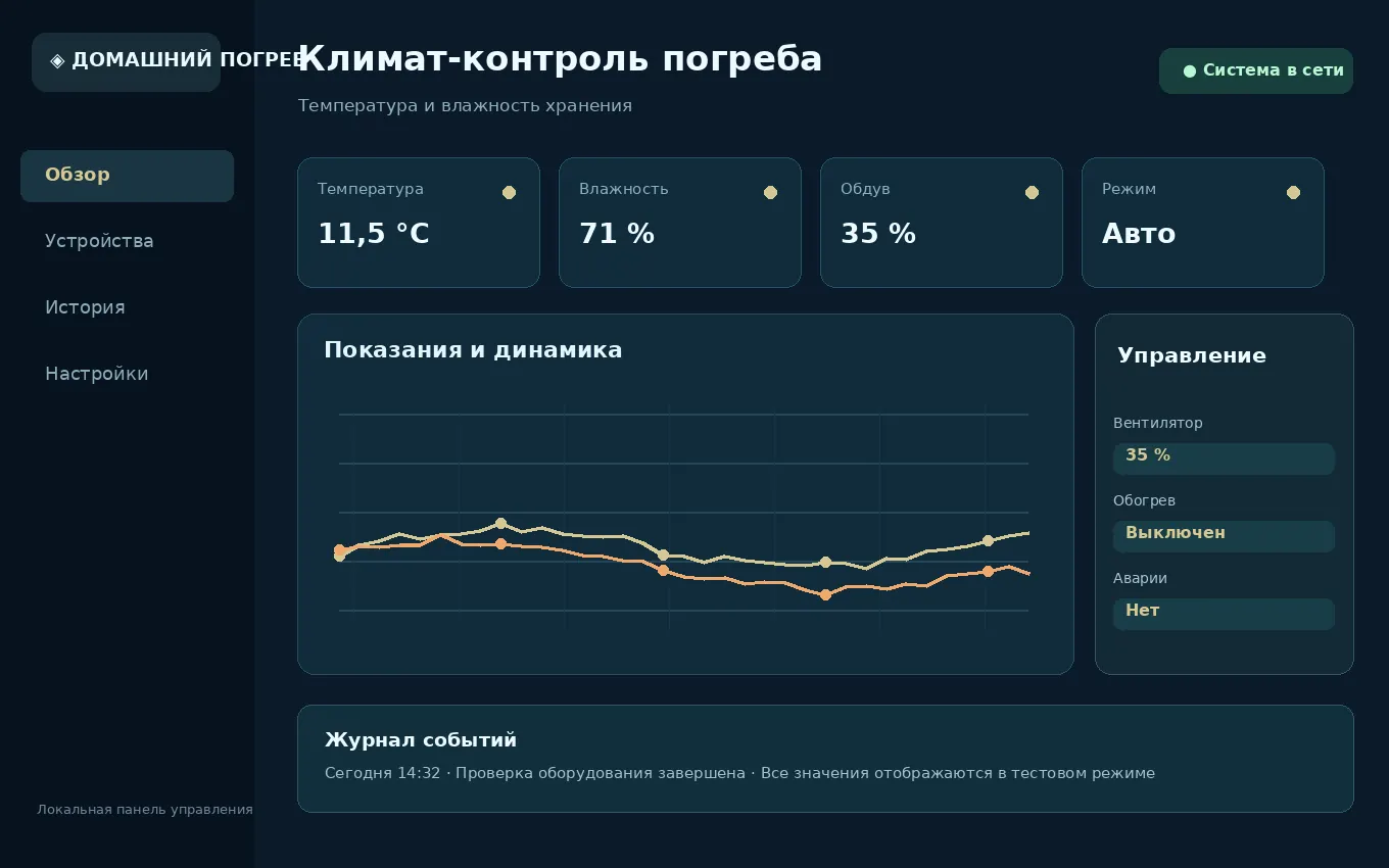 Климат-контроль погреба: разработанный демонстрационный макет
